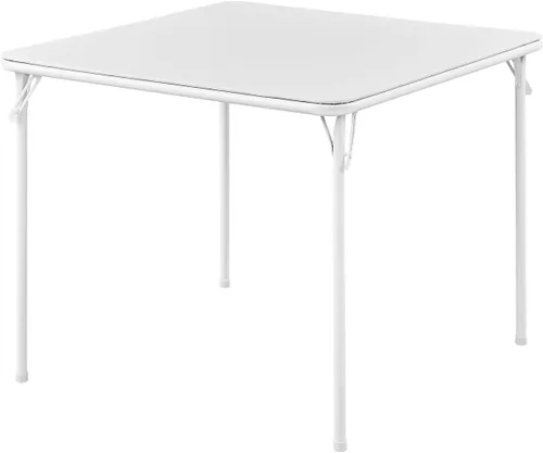 Miniatura 8 de KAIHAOWIN Mesa plegable de metal, pequeño escritorio plegable con parte superior de vinilo, patas de acero con recubrimiento en polvo, mesa portátil