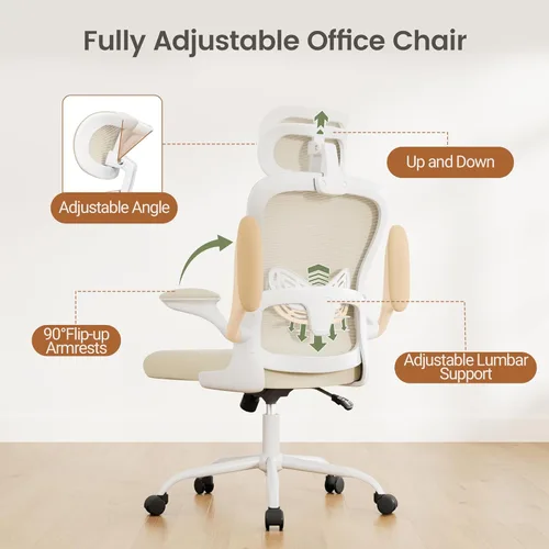 Miniatura 5 de Homall Silla ergonómica de oficina para computadora, silla de escritorio con reposacabezas 3D, soporte lumbar ajustable, silla de malla con respaldo