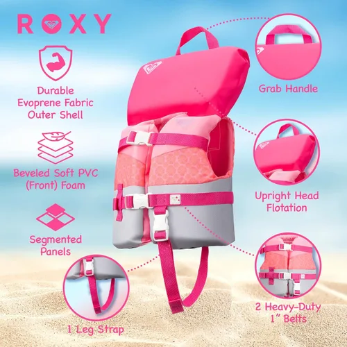 Miniatura 3 de ROXY Chaleco salvavidas aprobado por la USCG para jóvenes, niños/bebés, peso ligero tipo III PFD, chaleco salvavidas de espuma EPE con hebillas