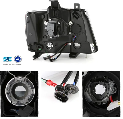 Miniatura 3 de AKKON - Compatible con 2007-14 Chevy Tahoe Suburban 1500/2500 07-13 Avalanche Proyector LED [barra de tubo C] Par de faros negros izquierdo+derecho