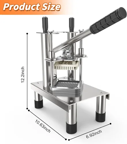 Miniatura 6 de Cortador manual para papas fritas, resistente con 3 cuchillas de acero inoxidable (1/4 pulgadas, 3/8 pulgadas, 1/2 pulgadas), base de succión