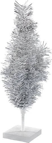 Miniatura 3 de Árbol de Navidad de mesa pequeño de 18 pulgadas, ramas de plumas de oropel artificial clásico para interiores y exteriores, soporte de base de Plata