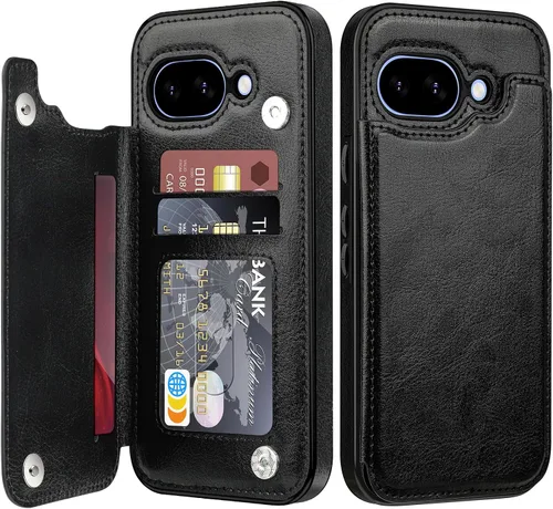 Miniatura 19 de Bizzib para Google Pixel 6A Funda de cuero tipo cartera con tarjetero, cubierta tipo libro con pata de pie, cierre magnético, funda protectora a