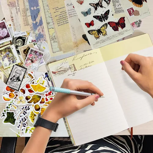Miniatura 5 de SaFeHoM 212 Pcs DIY Vintage Journal Set for Women Gifts Scrapbook Diary Supplies including Aesthetic Journals, Scrapbook Paper, Washi Stickers
