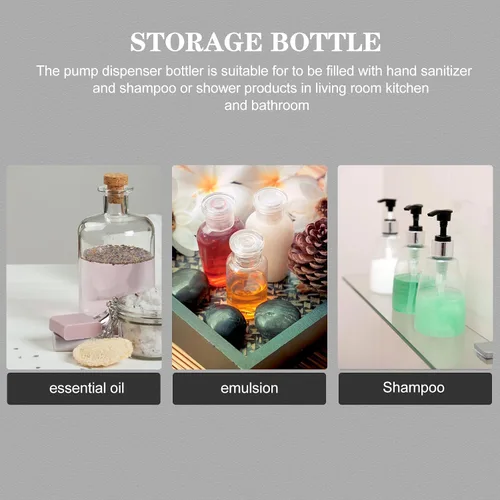 Miniatura 9 de VICASKY Glass Pump Bottle with Silver Cap Refillable Hand Soap Dispenser for Shampoo Lotion Body Wash Large Capacity Easy-Press Multi-Function