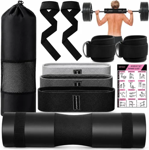 Set de almohadillas para barra SINYWAY para sentadillas, 10 piezas, almohadillas de espuma para empujes de cadera, almohadilla para barra de Negro