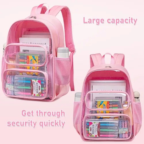 Miniatura 96 de CAMTOP Mochila transparente resistente y transparente para estudiantes, escuela, trabajo, festival, viajes, deportes, Beige, Mediana, Camtop Mochila