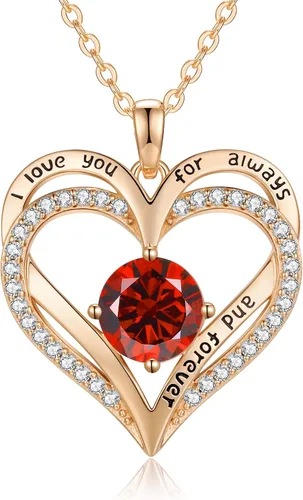 LOUISA SECRET Collares de corazón con piedra natal para mujer plata de ley 925 regalos para el día de San Valentín para mujeres esposa novia madre