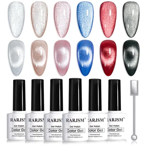 Miniatura 54 de RARJSM Juego de Esmaltes de Gel Nude Colección Jelly Pink de 6 Colores Naturales Transparentes Rosa Translúcido Lechoso Malva Morado Marrón Claro