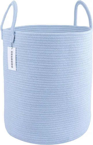 Miniatura 18 de XUANGUO - Cesta de lavandería de cuerda de algodón, cesta tejida de almacenamiento para ropa, cesta de mimbre para sala de estar, dormitorio, cesta