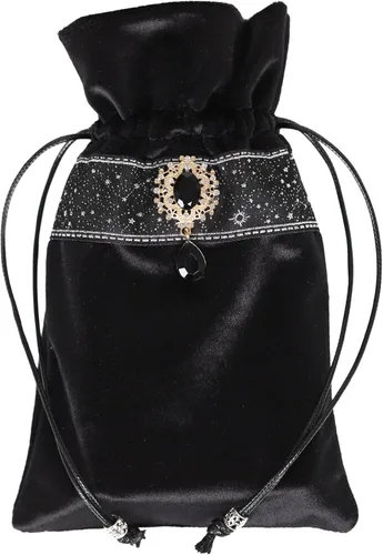 Miniatura 7 de Bolsa de cartas de tarot, mantel de adivinación, encaje de río estrella, parte inferior de partículas de terciopelo grueso con bolsa de tarot (negro)