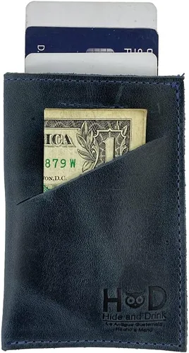 Miniatura 4 de Hide & Drink Cartera de cuero suave y funda para tarjeta hecha a mano azul pizarra
