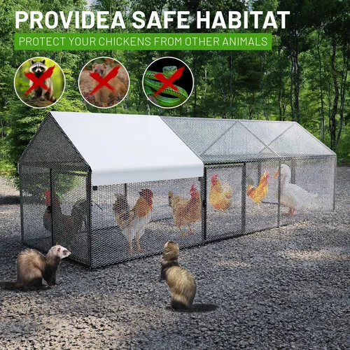 Miniatura 7 de NUGRIART Gallinero de metal con cubierta impermeable, jaula portátil de 118 x 40 x 40 pulgadas, para gallineros y gallineros para pollos, patos