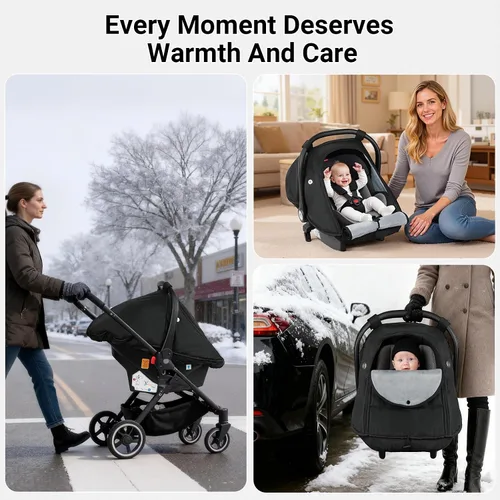 Miniatura 7 de Metplus Funda de asiento de automóvil de invierno para bebé, fundas impermeables para asiento de automóvil para bebé niño y niña, cubierta Negro