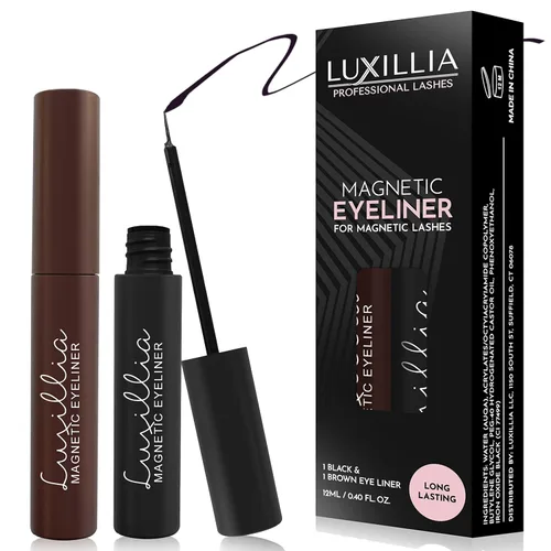 Luxillia Delineador de ojos magnético para pestañas magnéticas, sujeción más fuerte mejorada, aspecto más natural, impermeable, a prueba de manchas