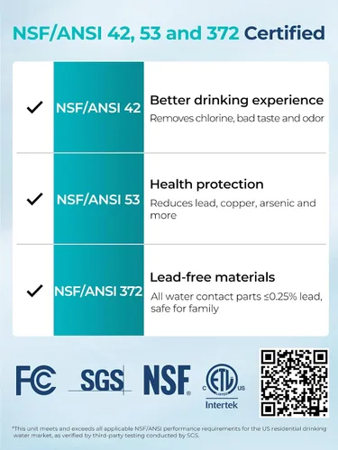 Miniatura 6 de VIOMI Sistema de ósmosis inversa de reducción PFAS 800GPD, certificado NSF/ANSI 42, 53 y 372, filtro de 9 etapas y 48 meses, sistema de filtro