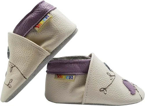Miniatura 4 de YALION Mocasines para bebés y niñas, zapatos de cuero de suela suave, antideslizantes, zapatos de cuna para bebés precaminantes