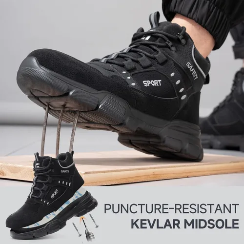 Miniatura 3 de Botas de punta de acero para hombre, botas de trabajo ligeras para hombres, botas de seguridad altas con suela media Kevlar resistente a pinchazos