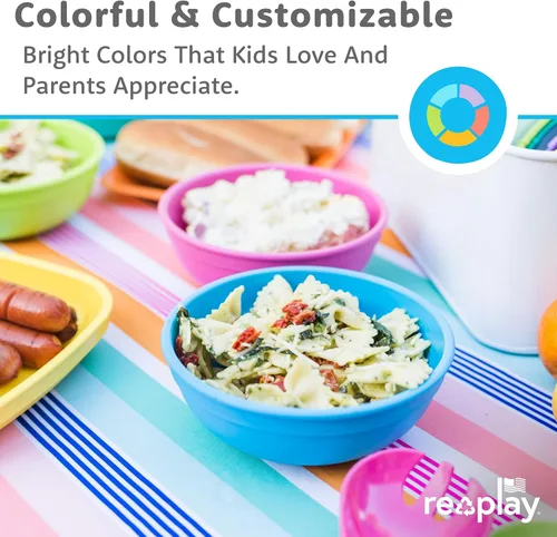 Miniatura 5 de Re-Play Cuencos para niños pequeños de 20 onzas para aperitivos y comidas diarias, aptos para lavavajillas y microondas, fabricados en Estados