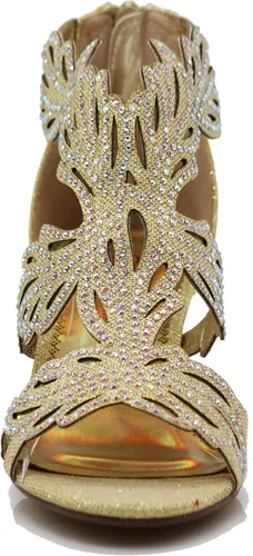 Miniatura 4 de Lime03N - Sandalias de tacón medio con diamantes de imitación para mujer