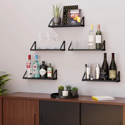 Miniatura 4 de Wallniture Ponza - Estante flotante de pared de 17 x 4.5 pulgadas, estantes pequeños de madera para almacenamiento en la pared, estante montado