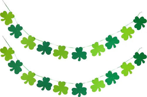 Decoraciones del día de San Patricio, guirnalda de trébol de fieltro para el día de San Patricio, guirnalda de trébol de la suerte para decoración