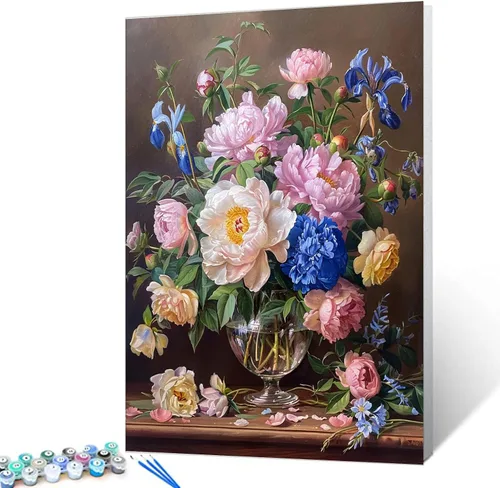 Tucocoo Pinturas acrílicas para decoración de habitaciones, un ramo de flores, pintura por número para adultos, principiantes, estudiantes, amigos,