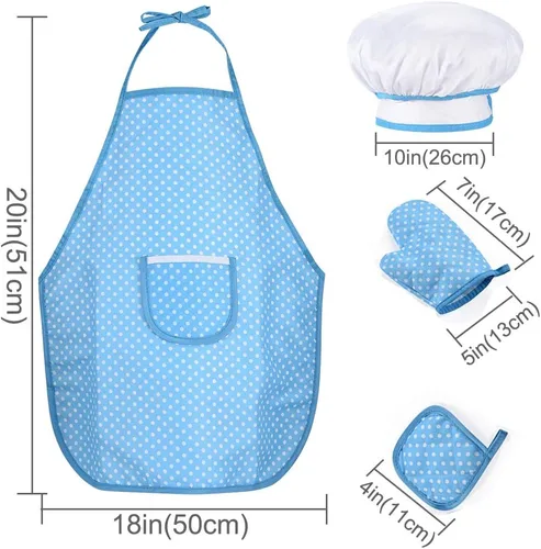 Miniatura 5 de HmiL-U Juego de chef para niños, juego de 13 piezas de cocina y horneado para niños, incluye delantal, sombrero de chef, utensilios, guante