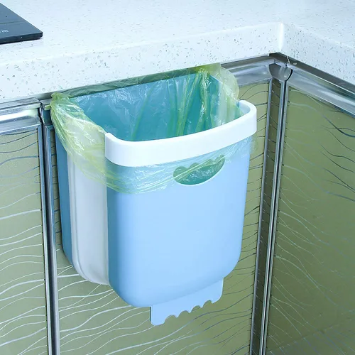 Miniatura 4 de Papelera colgante para puerta de armario de cocina, papelera plegable para cocina, dormitorio, baño y automóvil (2.4 galones, blanco)