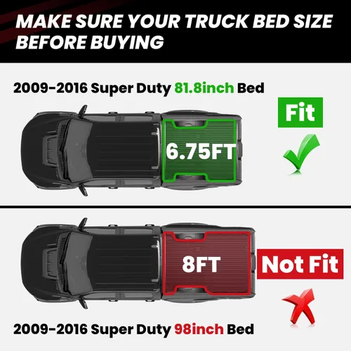 Miniatura 2 de LASFIT Tapete para caja de camioneta para Ford F250 F350 F450 2009-2016 de 6.75 pies Super Duty 81.9 pulgadas