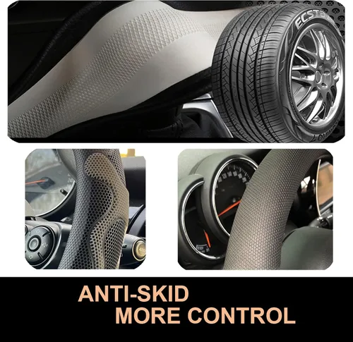 Miniatura 5 de PINCTROT Comfy Grip - Funda para volante, diseño antideslizante, universal de 14.5-15 pulgadas (gris silicona)