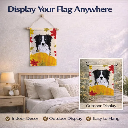 Miniatura 7 de Caroline's Treasures BB2047GF Bandera de jardín de Acción de Gracias Border Collie, bandera decorativa para patio exterior, obras de arte de patio