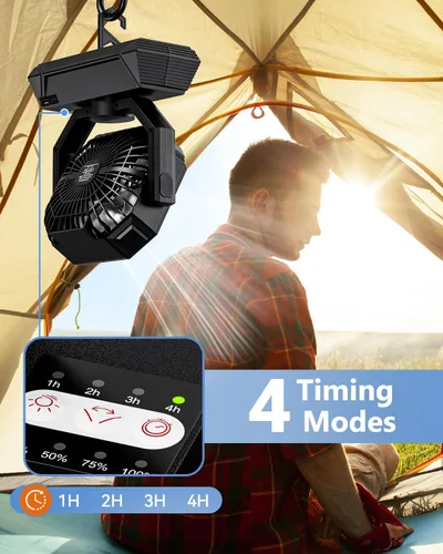 Miniatura 6 de Ventilador portátil recargable, ventilador de batería de 20000 mAh con linterna LED, ventilador de mesa, artículos esenciales de campamento, USB C