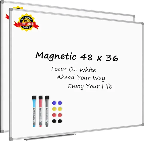Miniatura 9 de Lockways Pizarra blanca magnética grande de borrado en seco de 60 x 40 pulgadas, pizarra blanca montada en la pared con bandeja para bolígrafos