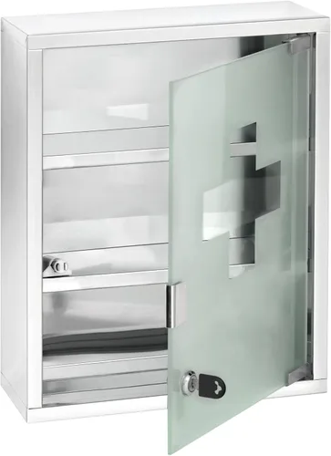 Miniatura 8 de WENKO Gabinetes de medicina con cerradura, montado en la pared, estantes de almacenamiento sobre el inodoro, gabinete de pared de baño de primeros