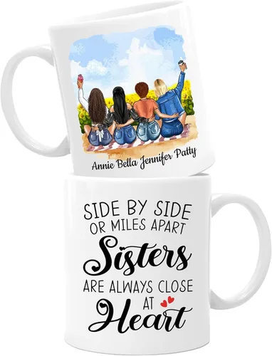 Miniatura 14 de Taza de café blanca de 2 mejores amigos, 11 onzas, 15 onzas, taza de amistad personalizada para mujeres, mejor amiga, mejor amiga, hermana, hermana