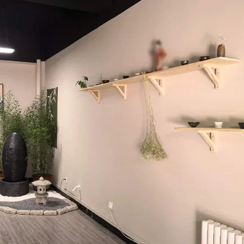 Miniatura 5 de Soportes flotantes triangulares de madera maciza, soporte de ángulo recto grueso para estantes de carga, soportes de estantería de decoración