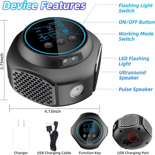 Miniatura 7 de Repelente ultrasónico de plagas Repelente de roedores enchufe ultrasónico con repelente de ratones de 360° en interiores y 4 modos Repelente