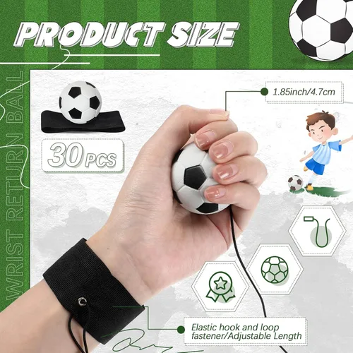 Miniatura 2 de Jerify 30 pelotas de retorno de muñeca en una cuerda de béisbol, fútbol, tenis, fiesta, deportes, regreso, práctica de muñeca, pelota con cordón