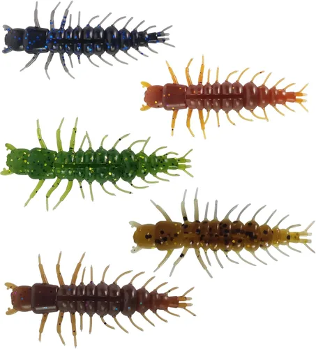Miniatura 15 de Eupheng Señuelos de pesca Hellgrammite de 2"/3", señuelos de pesca de plástico suave súper realistas para Ned Jig Drop Shot Rig, cantidad de 20