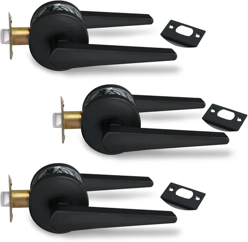 Miniatura 15 de MD8820-DB-BK-1P - Manija de puerta de privacidad sólida para dormitorio y baño, acabado negro mate