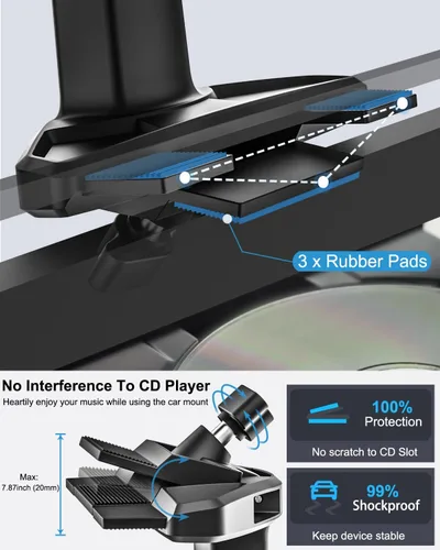 Miniatura 5 de Soporte de teléfono con ranura para CD, altura ajustable, soporte de teléfono para reproductor de CD, soporte universal ultra resistente