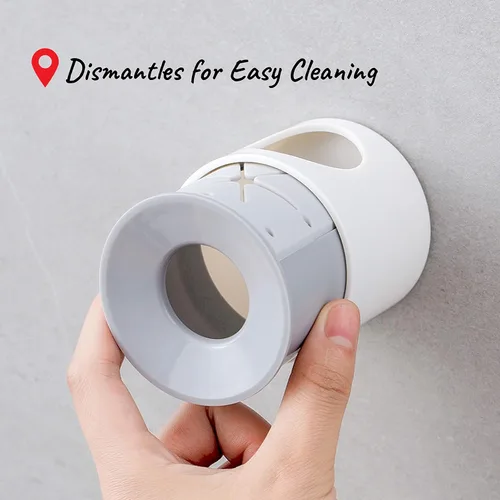 Miniatura 3 de Soporte para cepillo de dientes eléctrico, montado en la pared para ducha que ahorra espacio, organizador de almacenamiento de baño para niños, Gris