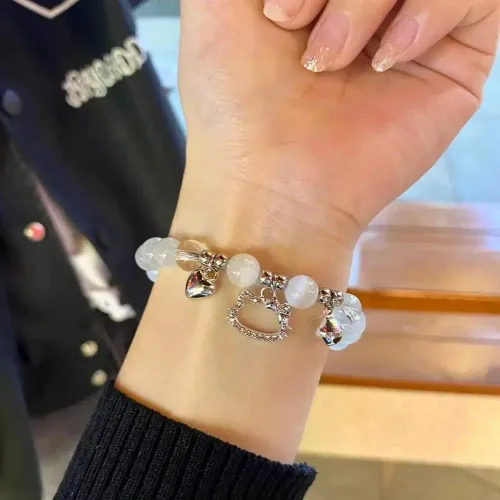 Miniatura 2 de KT - Pulseras de gato Y2k Gyaru Kawaii Gato lindo ópalo cuentas pulseras elásticas para niñas y mujeres, Ópalo