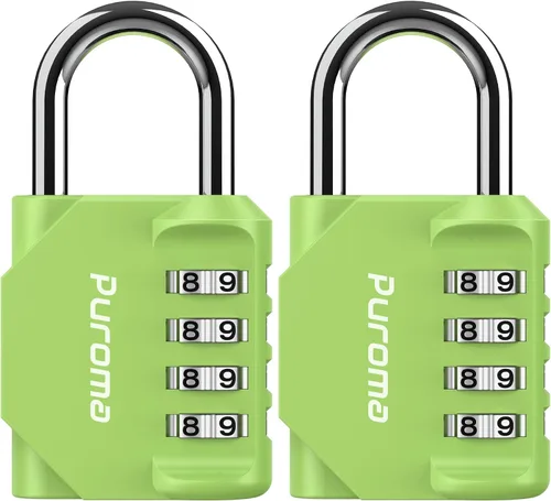 Puroma Paquete de 2 Candados de Combinación para Casillero de 4 Dígitos Impermeables para Exteriores para Escuela, Gimnasio, Deportes, Cerca, Caja