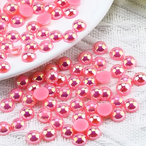 Miniatura 20 de 1500 PIEZAS 4mm Perlas Blancas de Media Parte Plana para Manualidades Joyería Álbum de Recortes Decoración de Uñas, Perlas de Parte Plana para Blanco