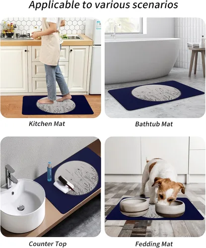 Miniatura 6 de Tapete de baño de flores vintage para bañera, antideslizante, de secado rápido y absorbente, tierra de diatomeas, cocina, ducha, fregadero, lavable