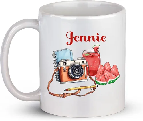 Miniatura 8 de Taza de café personalizada con nombre, taza de regalo personalizada para amantes de la fotografía, amigos, familia, taza de té blanca de 11 o 15