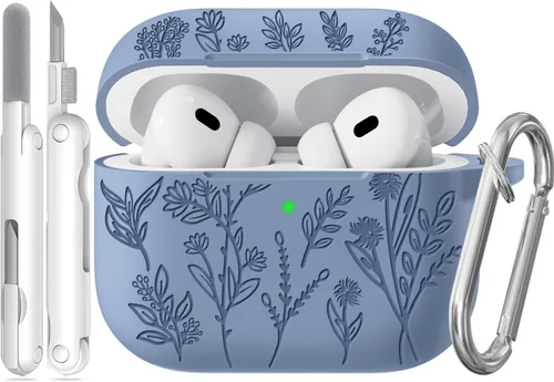 Miniatura 10 de Funda para Airpods Pro 3 con tapa magnética, fundas grabadas con flores para Apple AirPods Pro de 3ª generación 2025, funda de silicona suave