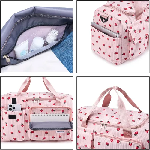 Miniatura 134 de Pequeña bolsa de gimnasio para mujer, bolsa de viaje con compartimento para zapatos